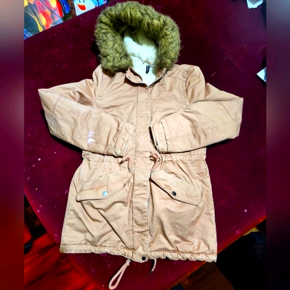 H&M Divided Women's Sherpa line Puffer Hoodie Jacket / coat Dusty rose color - Picture 6 of 11